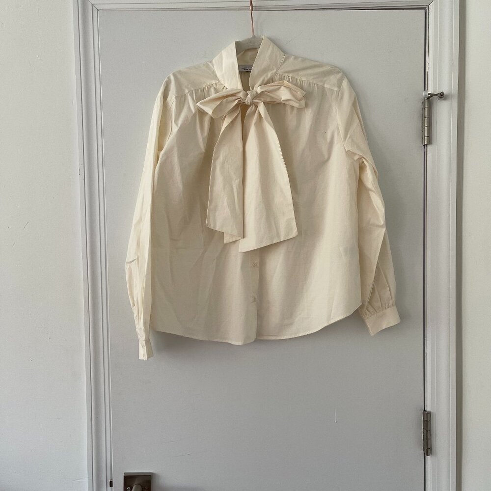 & Other Stories Cream Bow Blouse Relaxed Lavallière-Neck Blouse